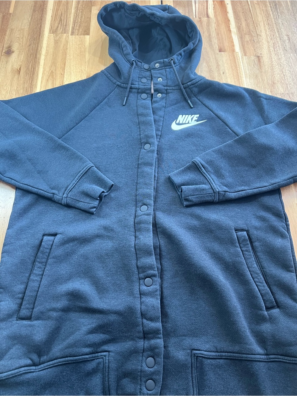 Nike Sportswear Snap Front Fleece Hoodie Jacket Black Women’s Medium